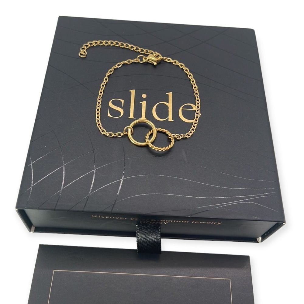 NWT SLIDE Jewelry 14K Gold Adjustable Chain Bracelet